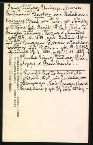 AK Louis-Gaston d`Orleans, Comte d`Eu, Portrait