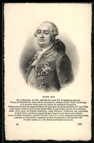AK Louis XVI, Portrait und Kurzvita