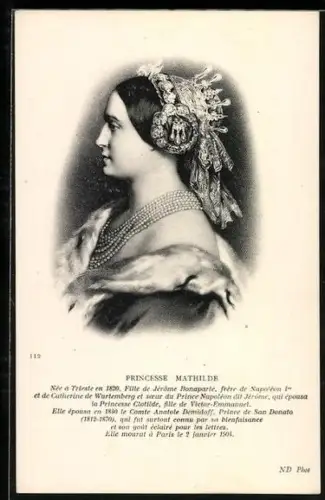 AK Prinzessin Mathilde, Portrait und Kurzvita