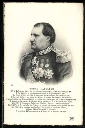 AK Prince Napoleon Bonaparte, frère de Napoleón Ier, Portrait