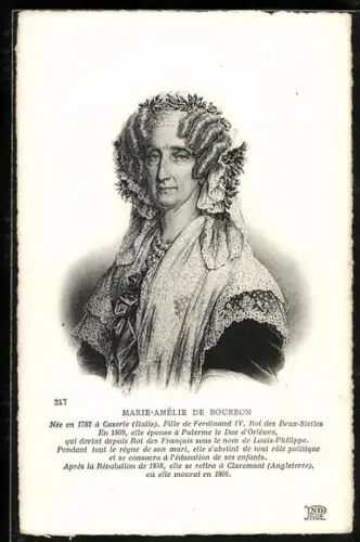 AK Marie-Amélie de Bourbon, Portrait und Kurzvita