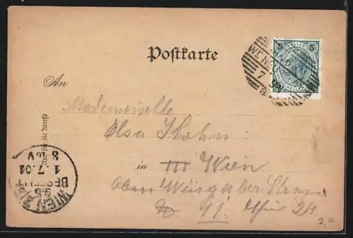 Lithographie Reissthalerhütte am Waldrand