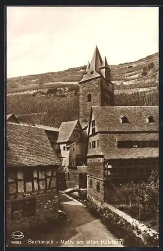 AK Bacharach /Rh., Alter Holzturm, Ortspartie