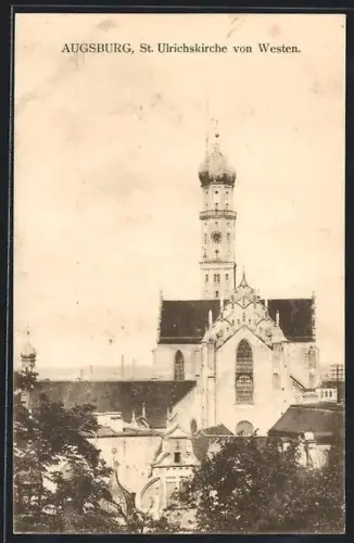 AK Augsburg, St. Ulrichskirche von Westen