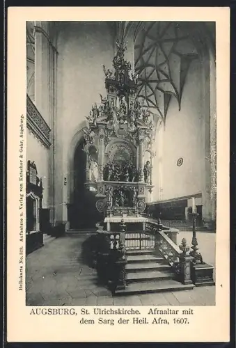 AK Augsburg, St. Ulrichskirche, Afraaltar mit Sarg