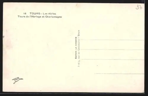 AK Tours, Les Halles et Tours de l`Horloge et Charlemagne