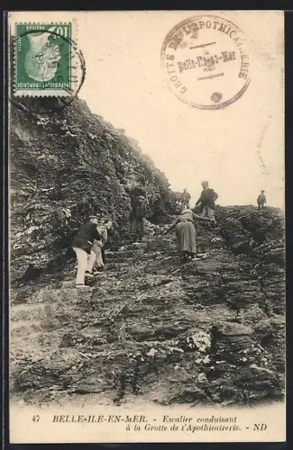 AK Belle-Île-en-Mer, Escalier conduisant à la Grotte de l`Apothicairerie