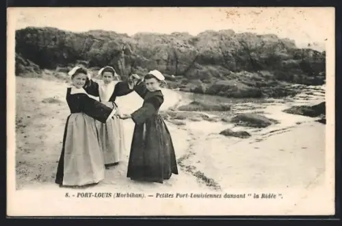 AK Port-Louis /Morbihan, Petites Port-Louisiennes dansant la Ridée