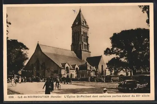 AK Noirmoutier /Vendée, L`Église St-Philbert dont certaines parties datent du XIIe siècle