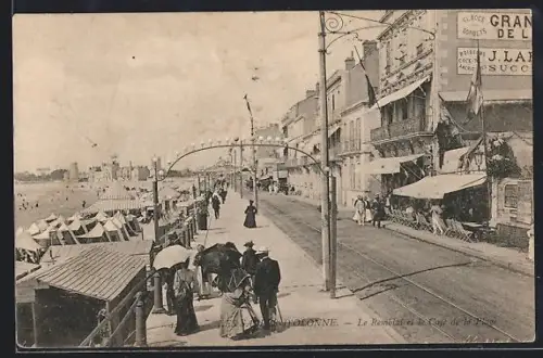 AK Les Sables-d`Olonnee, Le Remblai et le Café de la Plage
