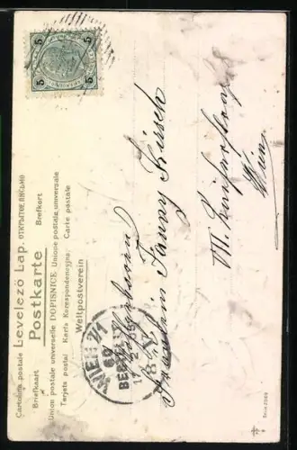 Präge-Lithographie Zwei kleine Puppenmütter mit Puppen und Wiege