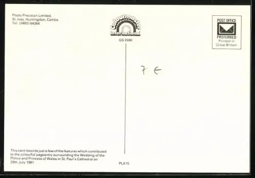 AK Prinz Charles und Prinzessin Diana von England zu ihrer Hochzeit