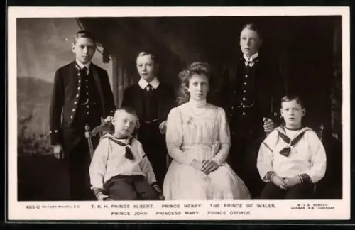 AK Die Kinder des englischen Königs, Albert, Henry, John, Mary, Gorge und der Prinz von Wales