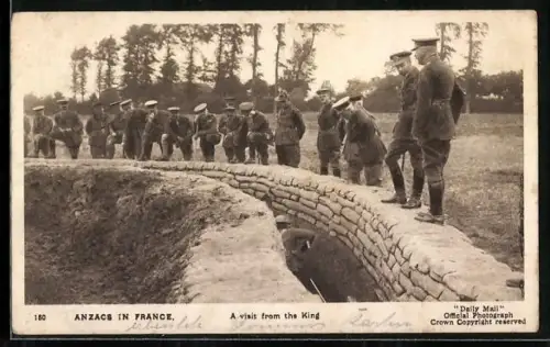 AK Anzacs in France being visited by the King