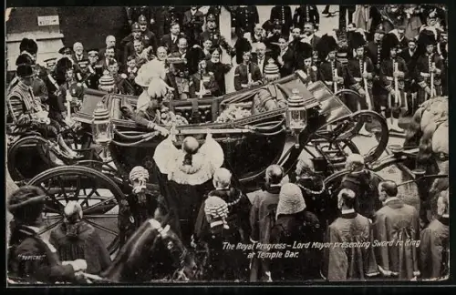 AK The Royal Progress, Lord Mayor presenting sword to King at Temple Bar