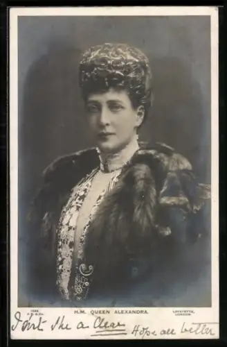 AK König Alexandra von England mit Pelzstola