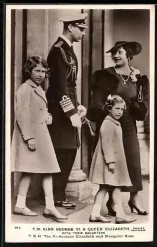 AK King George VI. & Queen Elizabeth with their Daughters