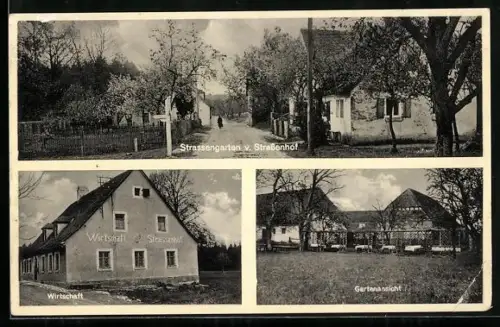 AK Strassenhof, Wirtschaftsgebäude, Gartenansicht, Strassengarten von Sttrassenhof