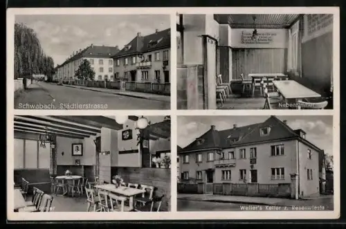 AK Schwabach, Gasthaus Weller`s Keller z. Resenwiesla in der Städtlerstrasse, Nebenzimmer