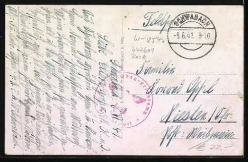 AK Schwabach, Gasthaus Weller`s Keller z. Resenwiesla in der Städtlerstrasse, Nebenzimmer