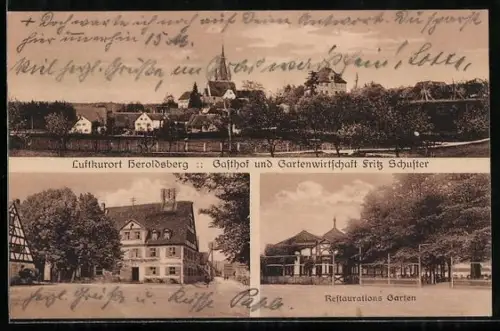 AK Heroldsberg, Gasthof und Gartenwirtschaft Fritz Schuster, Ortsansicht