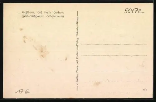 AK Fehl-Ritzhausen, Gasthaus von Louis Buchner, Totalansicht des Ortes