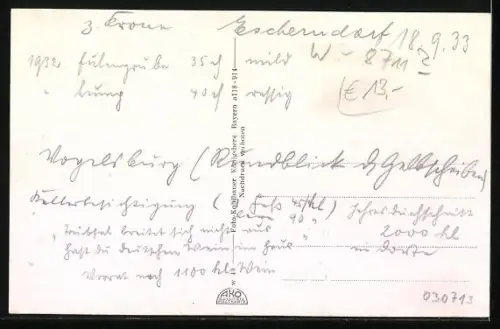 AK Escherndorf a. Main, Gasthaus Winzerkeller, Ortsansicht mit Main und Weinbergen