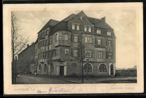 AK Gladbeck i. W., Strassenpartie am Gasthaus Thiele