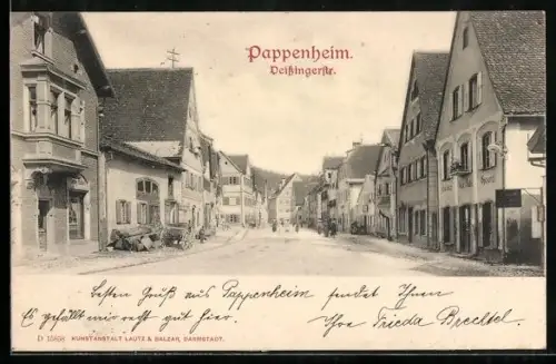 AK Pappenheim / Bayern, Blick in die Deissingerstrasse mit Spezerei