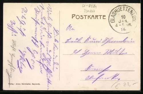 AK Glashütten / Ofr., Handlung von Barbara Weigel, Kirche und Schulhaus, Totalansicht des Ortes