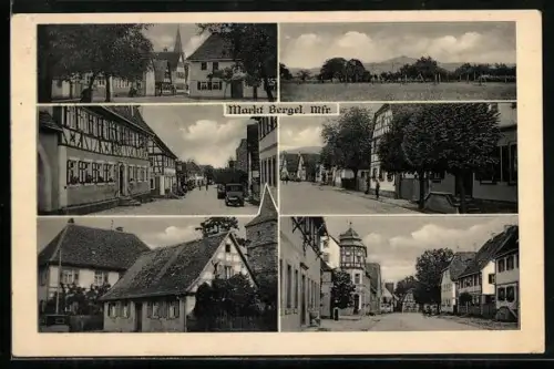 AK Markt Bergel /Mfr., Strassenpartie mit Fachwerkhäusern, Ortspartie mit Kirche