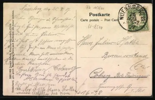 Grusskarten-AK Nürnberg, Ortsansicht, Männer prosten sich mit einer Mass zu