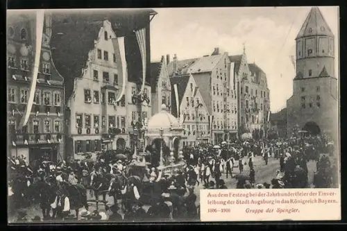 AK Augsburg, Festzug b. d. Jahrhundertfeier d. Einverleibung d. Stadt ins Königreich Bayern