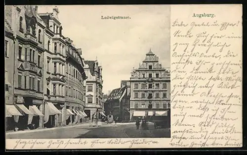 AK Augsburg, Geschäfte in der Ludwigstrasse