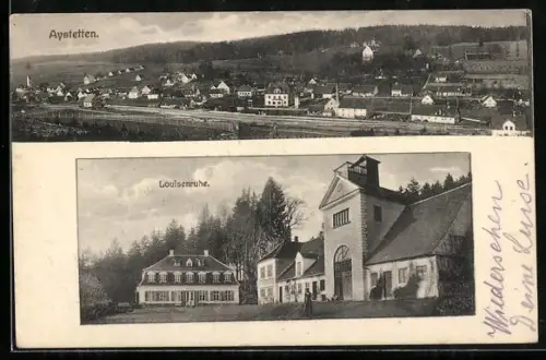AK Aystetten, Totalansicht mit Gasthof Louisenruhe