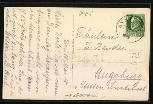 AK Aystetten, Totalansicht mit Gasthof Louisenruhe