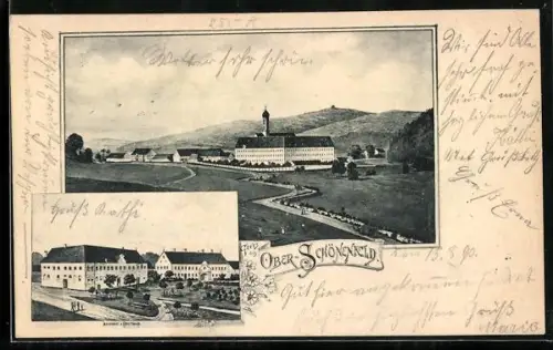 AK Ober-Schönenfeld, Totalansicht, Brauhaus und Forsthaus