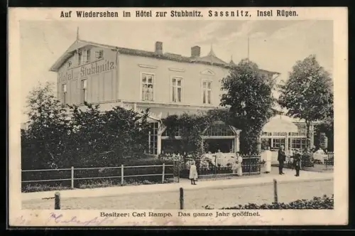 AK Sassnitz /Rügen, Hôtel zur Stubbnitz, Bes. Carl Rampe