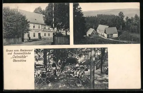AK Oberschöna, Restaurant Oelmühle mit Garten