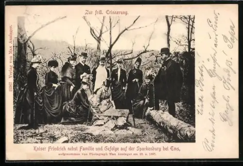 AK Ems, Kaiser Friedrich nebst Familie und Gefolge auf der Sporkenburg