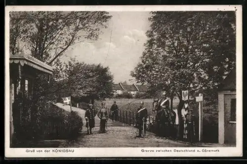 AK Königsau, Grenze zwischen Deutschland und Dänemark mit Wachen