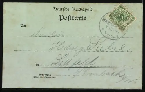 Mondschein-AK Niederschelden, Teilansicht des Ortes, Kirche und Strassenpartie