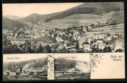 AK Eisern, Totalansicht des Ortes, Eiserner Hütte, Eisernhardter Tiefbau