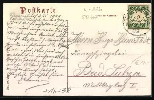 Grusskarten-AK Schweinfurt a. M., Luitpoldbrücke mit Blumen im Passepartout