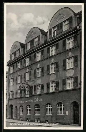 AK Schweinfurt a. M., Gasthof zum roten Ochsen, Bes. Georg Hammelsbacher, Manggasse