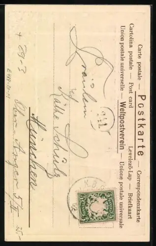 Passepartout-Lithographie Augsburg, Herkulesbrunnen im geprägten Rahmen