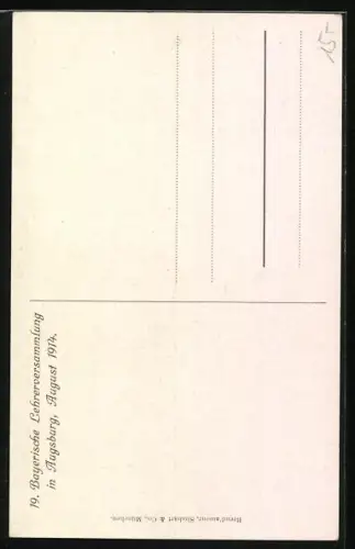 Künstler-AK Augsburg, 19. Bayerische Lehrerversammlung 1914, Musiklehrer spielt Violine, Kinder mit Schiefertafel