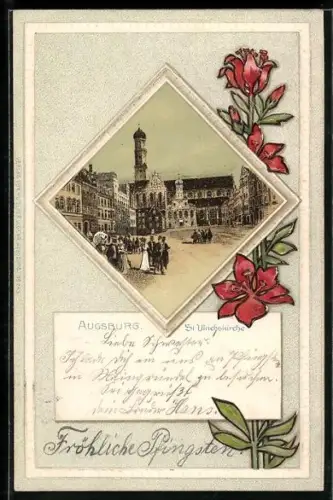 Passepartout-Lithographie Augsburg, St. Ulrichskirche