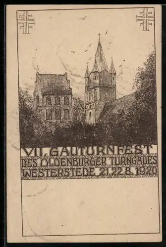 AK Westerstede, VII. Gauturnfest des Oldenburger Turngaues 1920, Kirche