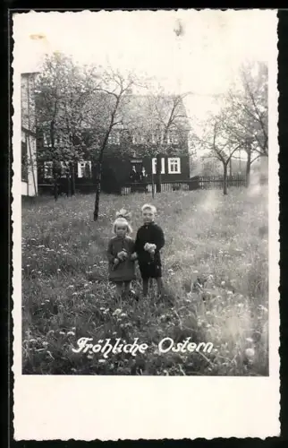 Foto-AK Niederschelden, Haus & Hof Familie Heinrich Schütz, Ostergruss